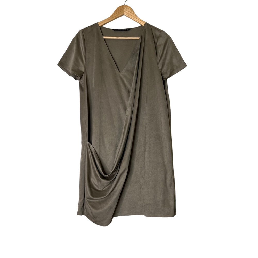 Zara Draped Olive Green Mini Dress